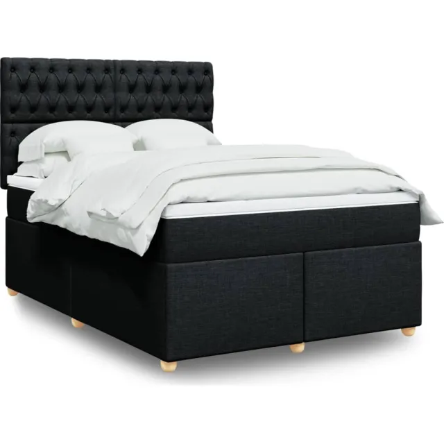 vidaXL Boxspring met matras stof zwart 140x190 cm