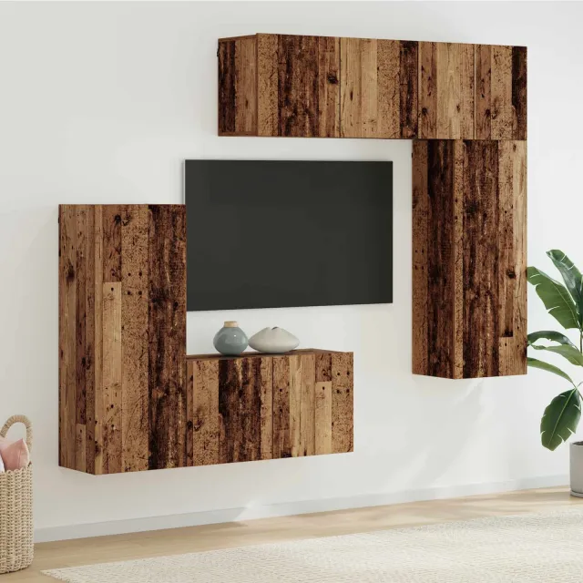vidaXL TV-wandmeubel 5 st 100 x 30 x 41 cm Oud Hout Bruin