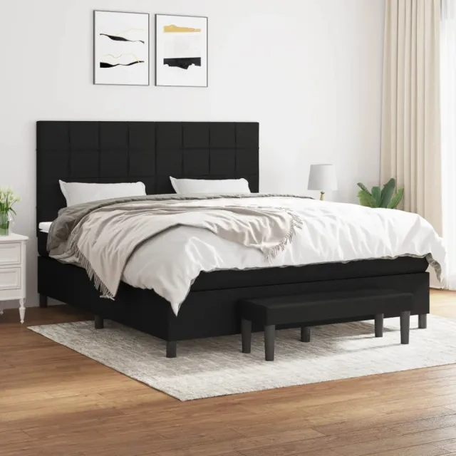 vidaXL Boxspring met matras stof zwart 160x200 cm