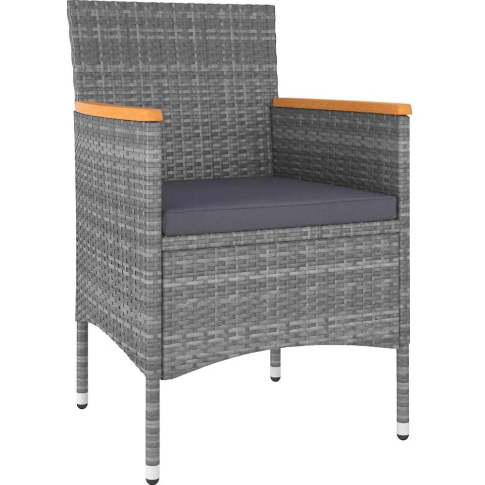vidaXL 5-delige Loungeset poly rattan grijs