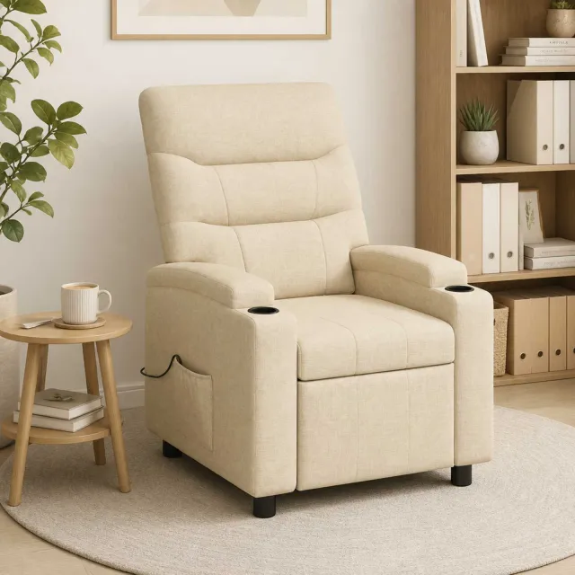 vidaXL Massage-relaxstoel Crèmekleurig 75 x 95 x 103 cm Stof