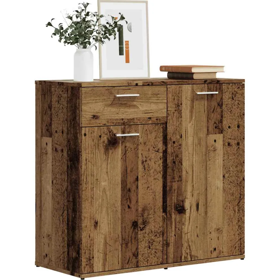 vidaXL Dressoir 80x36x75 cm bewerkt hout oud houtkleurig bruin, foto 3