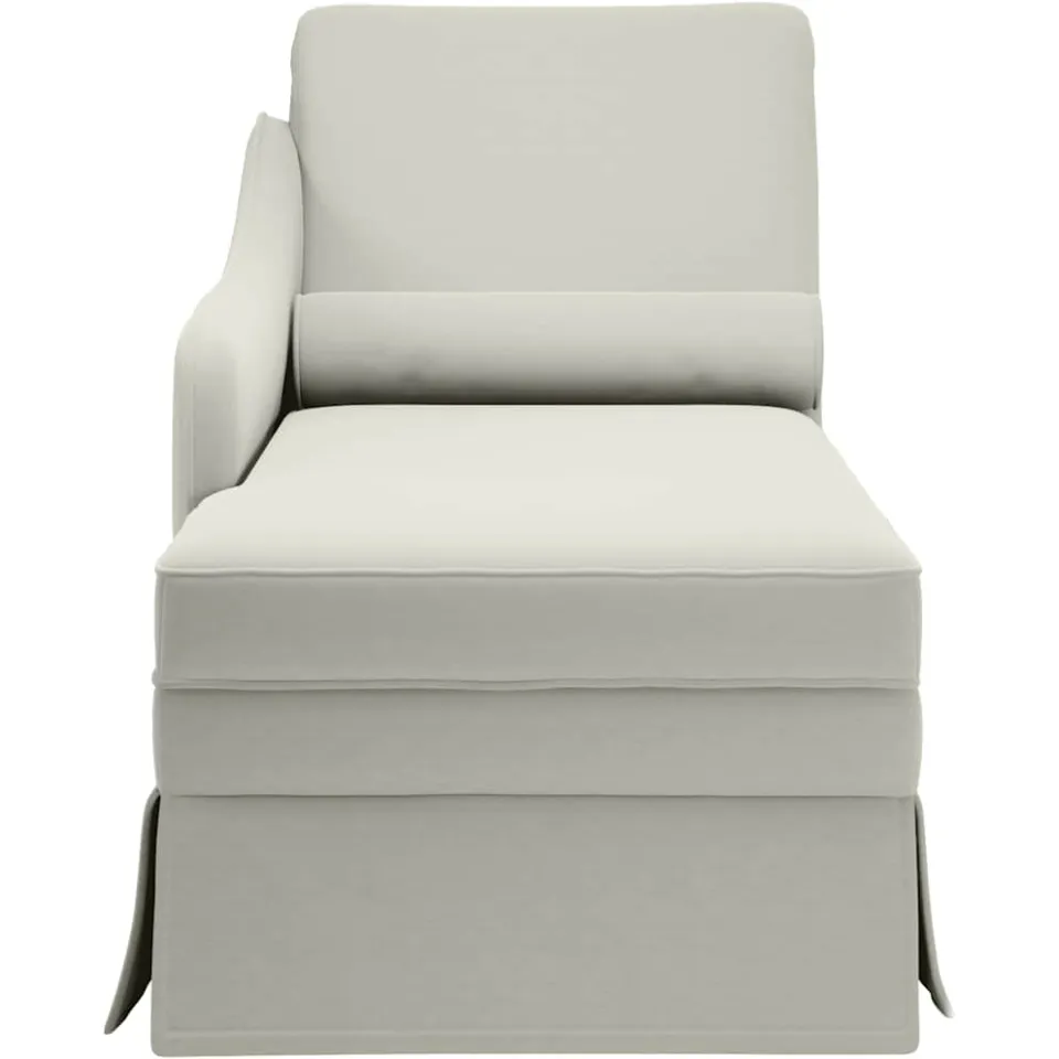 vidaXL Chaise longue met bolster en rechterarmleuning fluweel crème