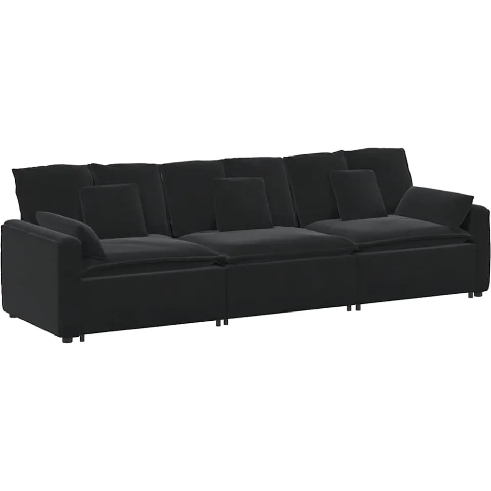 vidaXL Modulaire bank met kussens zwart, foto 3
