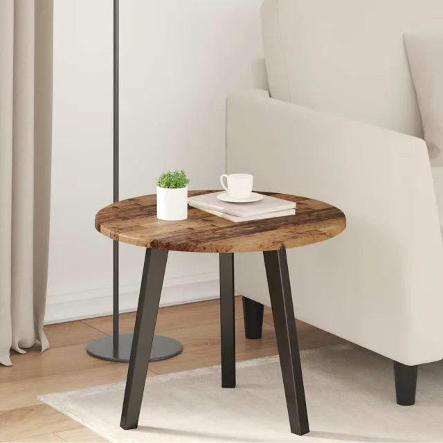 vidaXL Tafelblad Ø 50 x 1,5 cm Rond Bewerkt hout Grijs Sonoma