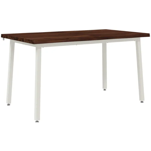 vidaXL Eettafel - met - levendige - rand - 120 - x - 90 - x - 75 - cm Donkerbruin en Wit