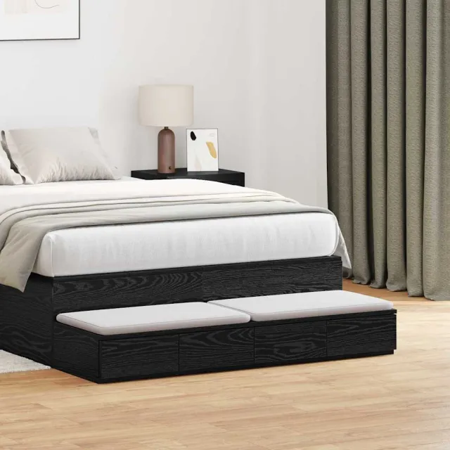 vidaXL Bedlades Zwart Eiken 120 x 36,5 x 16,5 cm Bewerkt hout, foto 2