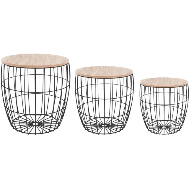 Atmosphera Zwarte atomaire salontafel - set van 3 - Zwart