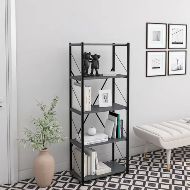 Soof & Tess Soof&Tess Boekenkast - Antrasiet - Opbergrek Met 4 Planken - Woonkamer - Slaapkamer 24 x 39 x 150 cm - ANTRACIET / Zwart - Open Planken - Voor Kantoor