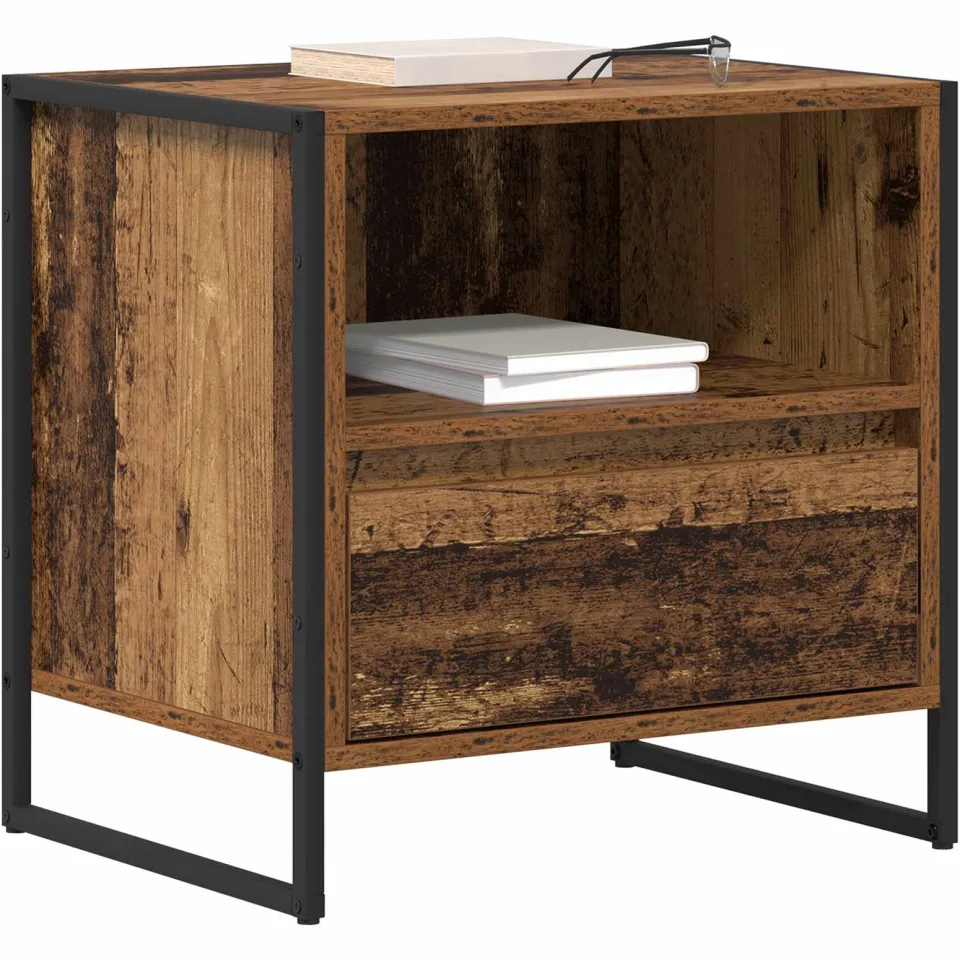 vidaXL Nachtkastje Oud Hout 50 x 39,5 x 50 cm Bewerkt hout Bruin