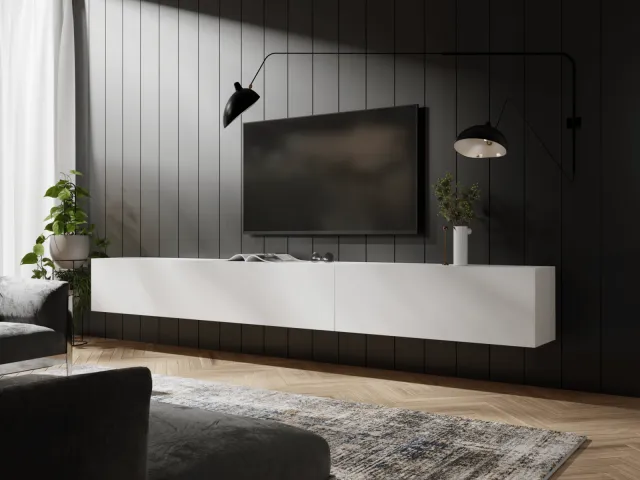 Mobistoxx Tv-meubel KINGSTON 2 klapdeuren 245 cm mat wit