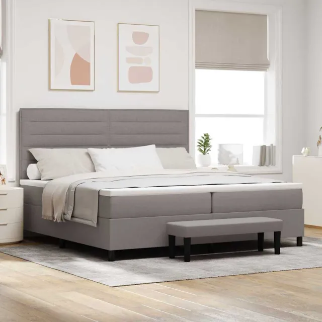 vidaXL Boxspringbed met hoofdeinde Taupe 200 x 200 cm Stof