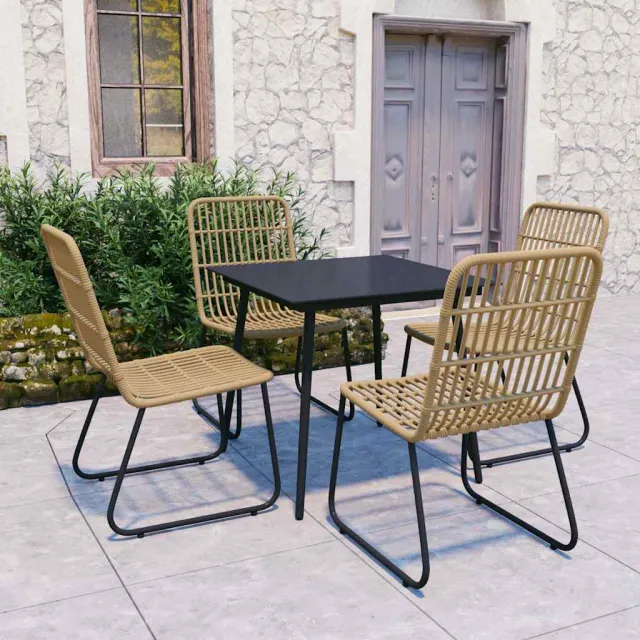 vidaXL 5-delige Tuinset poly rattan en glas bruin, foto 2