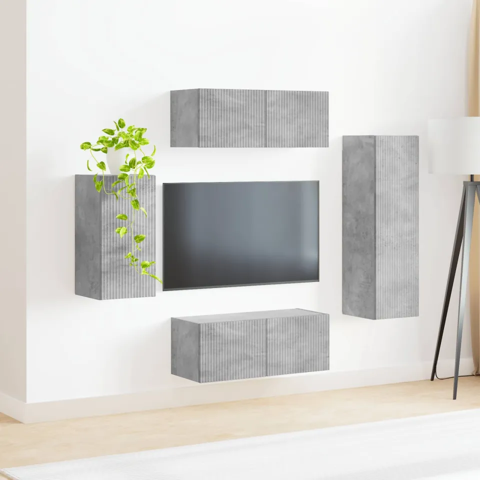 vidaXL Tv-meubelset 4 st Beton Grijs Bewerkt hout, foto 4