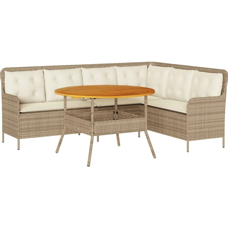 vidaXL 2-delige Loungeset met kussens poly rattan beige, foto 3
