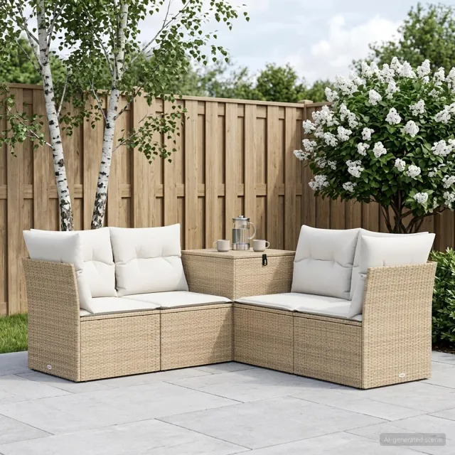 vidaXL Bankstel 5 st Beige en Crème Wit 179 x 179 x 85 cm