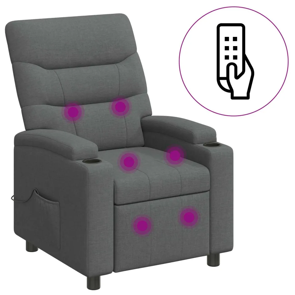vidaXL Massage-relaxstoel Donkergrijs 75 x 95 x 103 cm Stof, foto 3