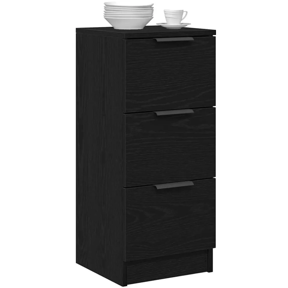 vidaXL Dressoir Zwart Eiken 30 x 30 x 70 cm Bewerkt hout