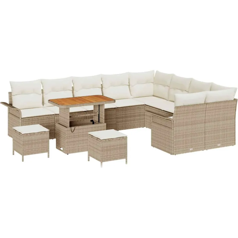 vidaXL Tuinbankenset 12 st Beige poly rattan