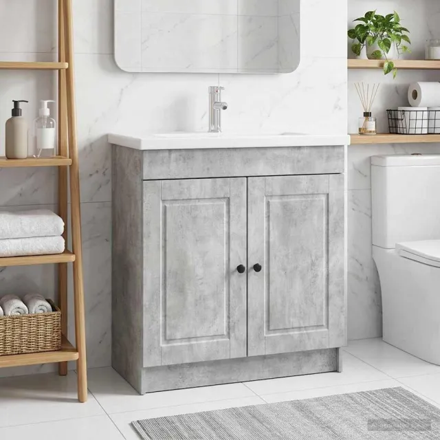 vidaXL Badkamer onder wastafel kast Betongrijs 78,5 x 37,5 x 81 cm