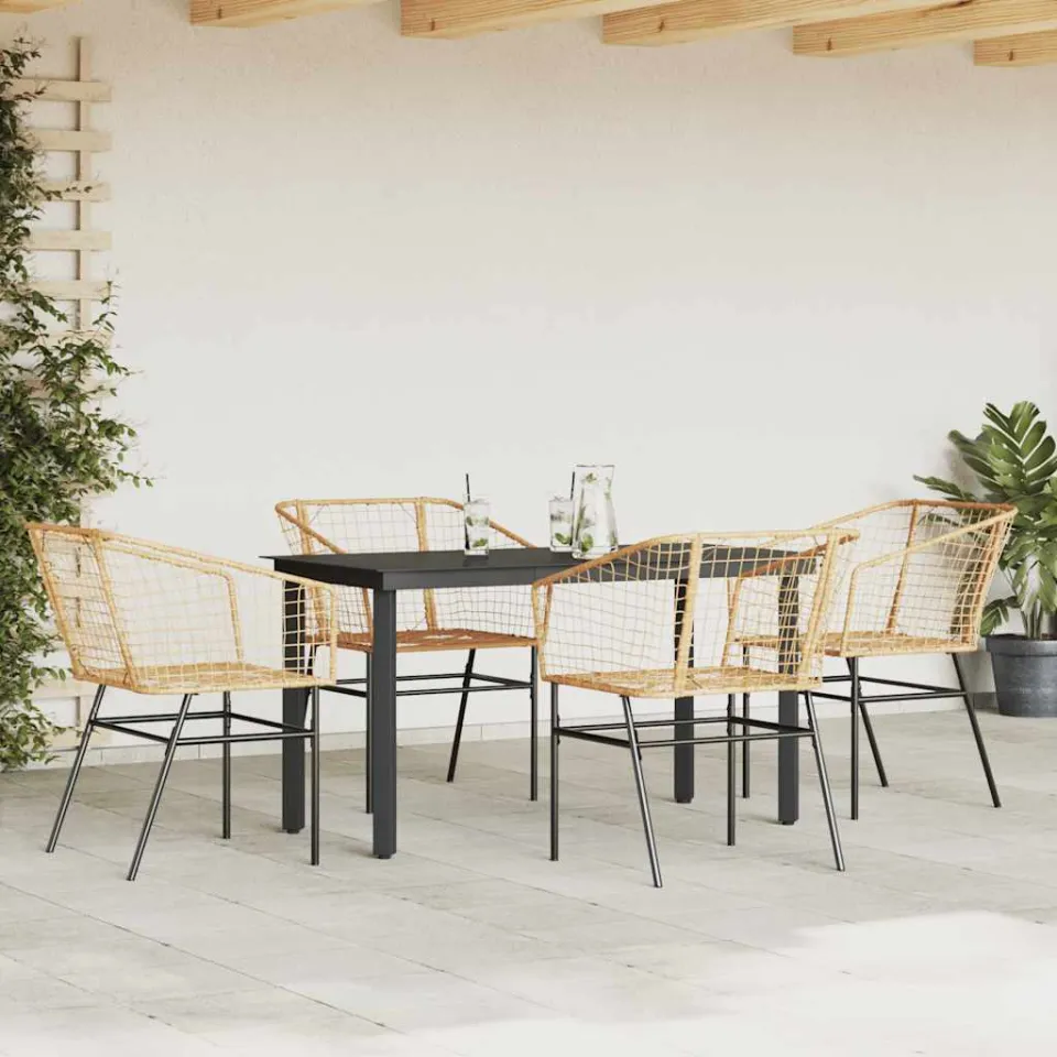 vidaXL 5-delige Tuinset poly rattan glas bruin, foto 2