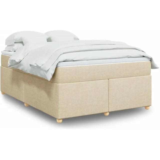 vidaXL Boxspring met matras stof crèmekleurig 140x190 cm