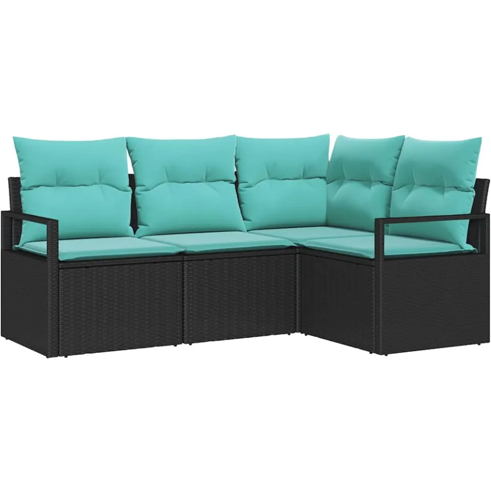 vidaXL Bankstel 4 st Zwart poly rattan