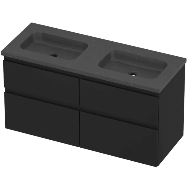 Proline Rollo Badmeubelset Hardsteen Elegant 4 Laden 120x46x62 cm Blue Stone Mat Zwart