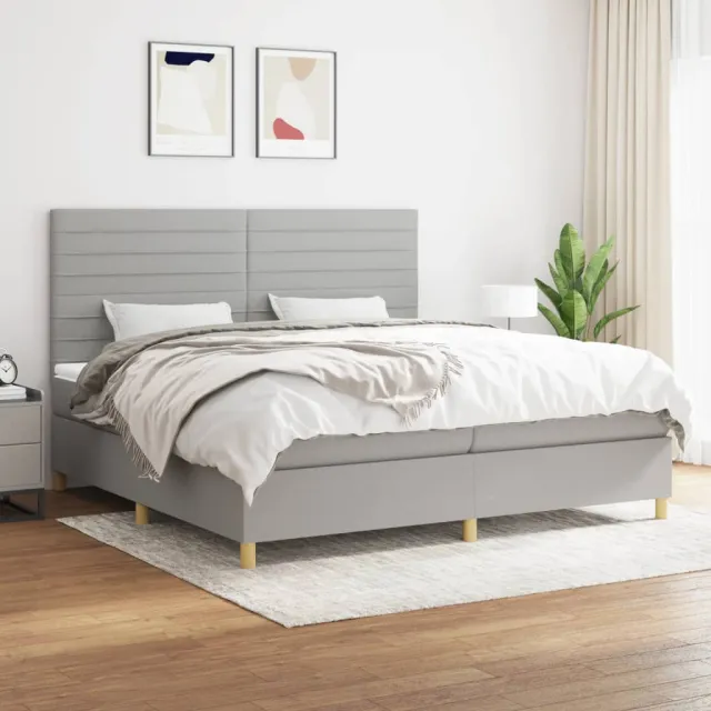 vidaXL Boxspring met matras stof lichtgrijs 200x200 cm grijs