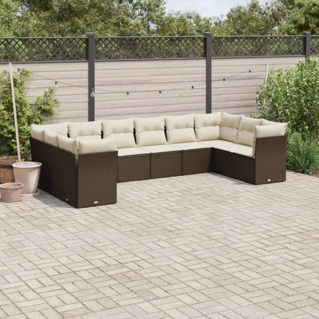 vidaXL 10-delige Loungeset met kussens poly rattan bruin, foto 2