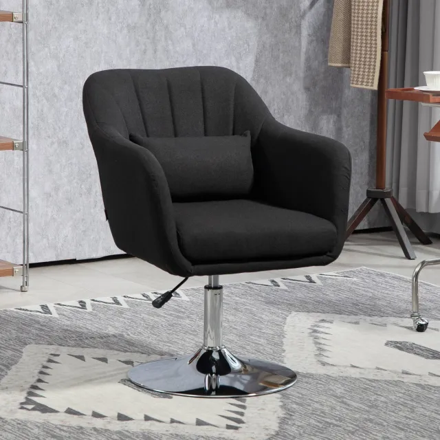 COVREO Bureaustoel 60x60x91 cm zwart, polyester met armleuningen
