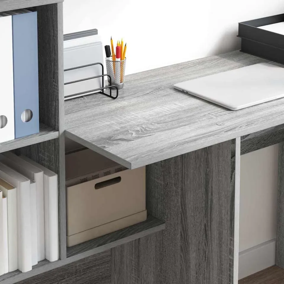vidaXL Bureau Grijs Sonoma 131,5 x 50 x 106,5 cm Bewerkt hout, foto 3