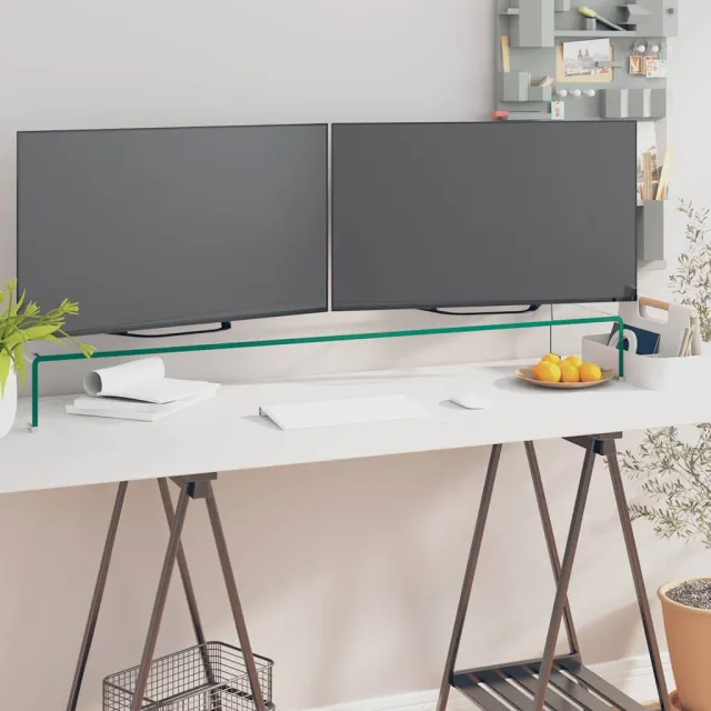 vidaXL TV-meubel/monitorverhoger transparant 110x30x13 cm glas transparent, foto 2