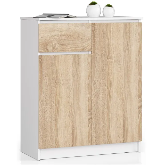Akord Ladekast K80 met 1 Lad en 2 Deuren / AKORD Furniture Factory / Wit – Sonoma Eik / 80 x 99 x 40 cm