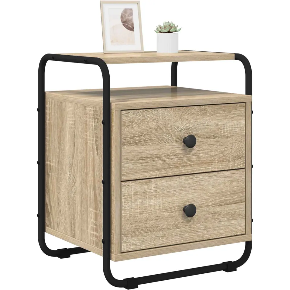 vidaXL Nachtkastje 2 st Sonoma Eiken 40 x 36,5 x 50 cm Bewerkt hout Bruin