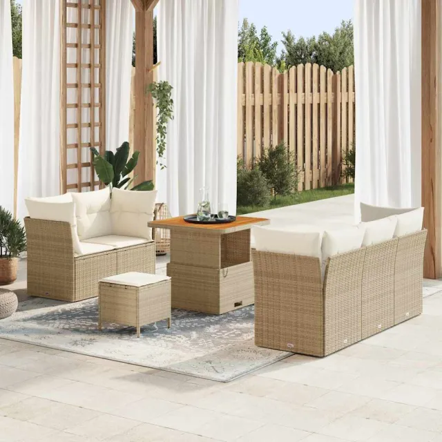vidaXL Tuin Sofa Set 8 st Beige poly rattan, foto 2