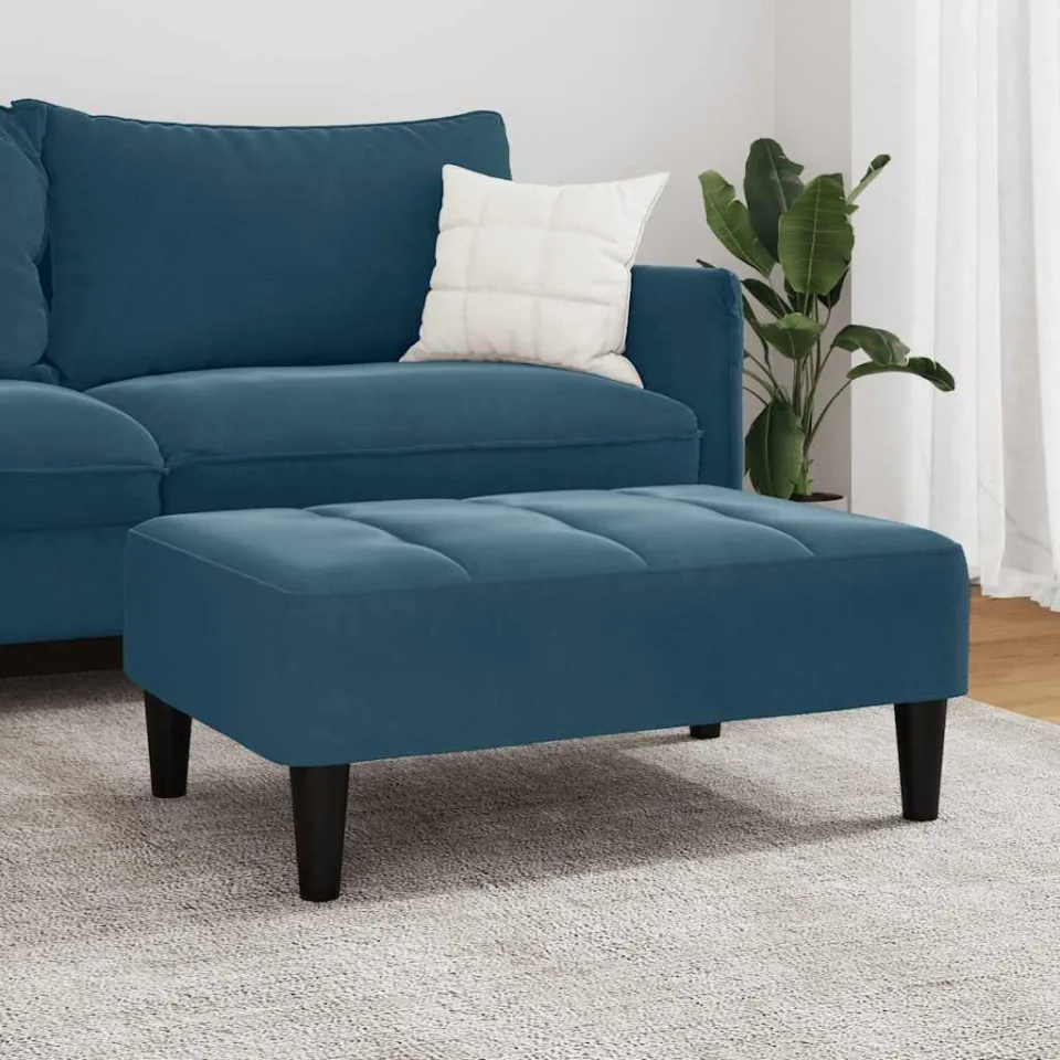 vidaXL Voetenbank 77x55x31 cm fluweel blauw, foto 3