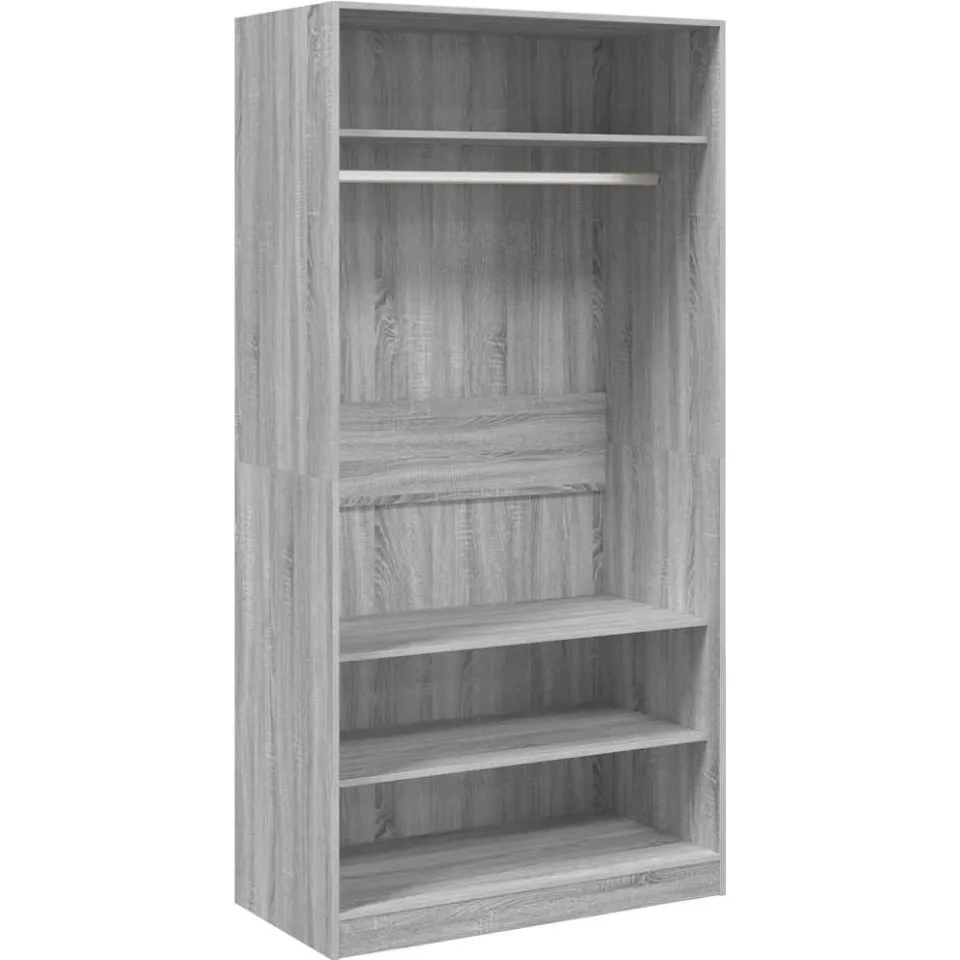 vidaXL Kledingkast 100x50x200 cm bewerkt hout grijs sonoma eikenkleur, foto 3