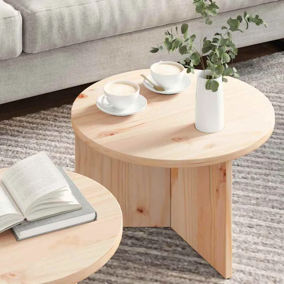 vidaXL Salontafel 2 st Naturel 49 x 49 x 28 cm Massief grenenhout, foto 3