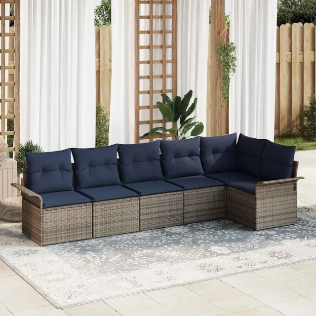 vidaXL Tuin Sofa Set 6 st Lichtgrijs poly rattan, foto 2
