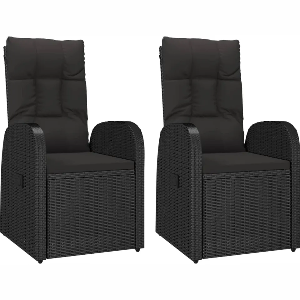 vidaXL 3-delige Tuinset met kussens poly rattan zwart, foto 3