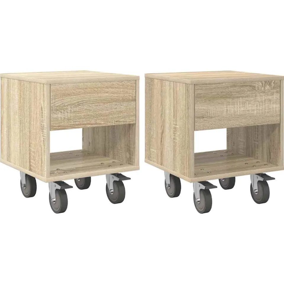 vidaXL Nachtkastje 2 st Sonoma Eiken 40,5 x 40 x 48 cm Bewerkt hout, foto 3