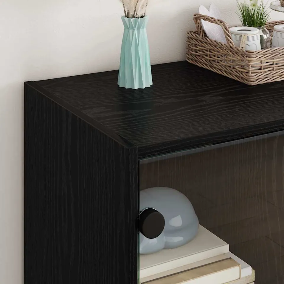 vidaXL Bijzetkast Zwart Eiken 68 x 37 x 75,5 cm Bewerkt hout, foto 4