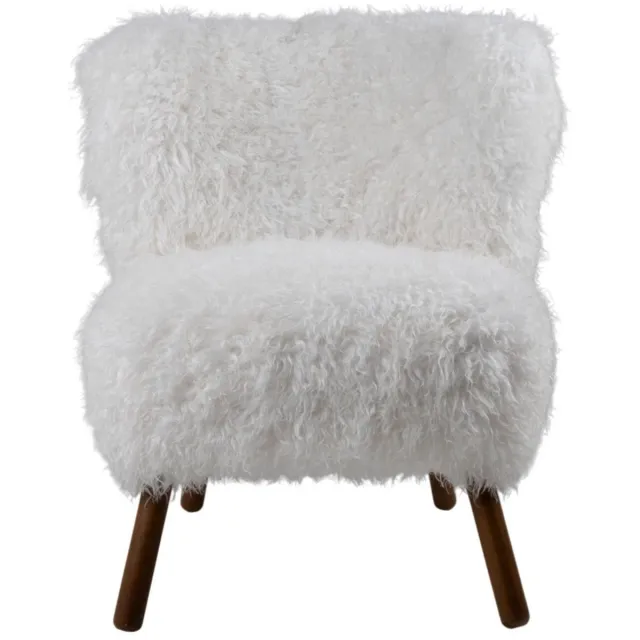 Mars & More stoel tibetan lamb off white 60x72x74cm Gebroken wit