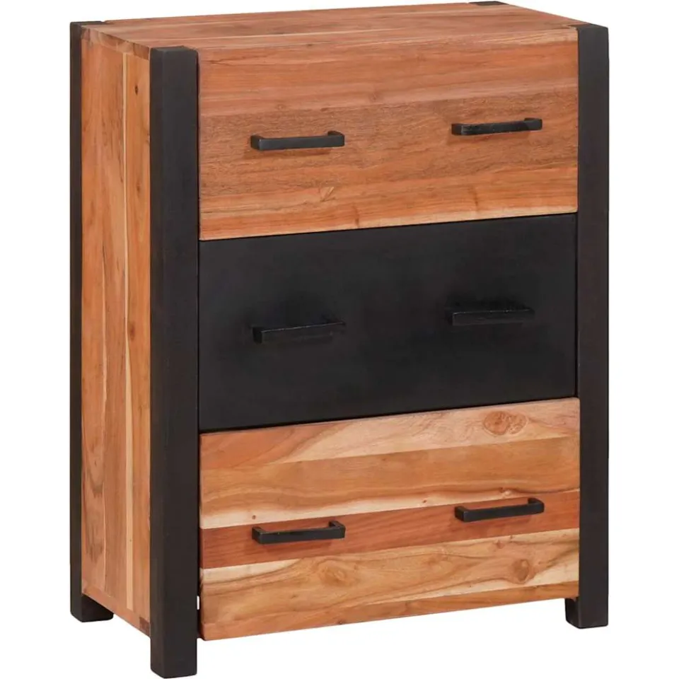 vidaXL Dressoir 3 st Bruin 55 x 30 x 75 cm Massief Acaciahout, foto 2