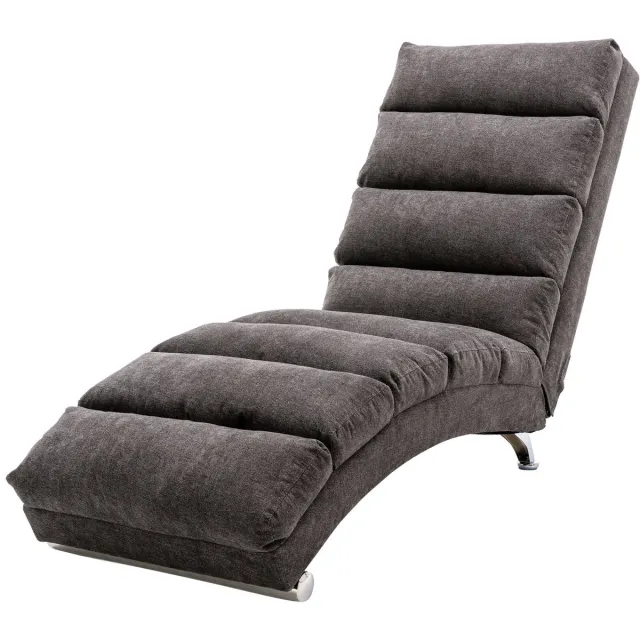 Ropilly Moderne chaise longue - donkergrijze linnen massagestoel - trilfunctie - ergonomisch - 250kg - woonkamer - 148x55x84cm - donkergrijs