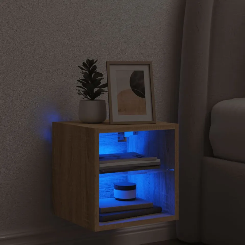 vidaXL Tv-wandmeubel met LED-verlichting 30x28,5x30 cm sonoma eiken, foto 4