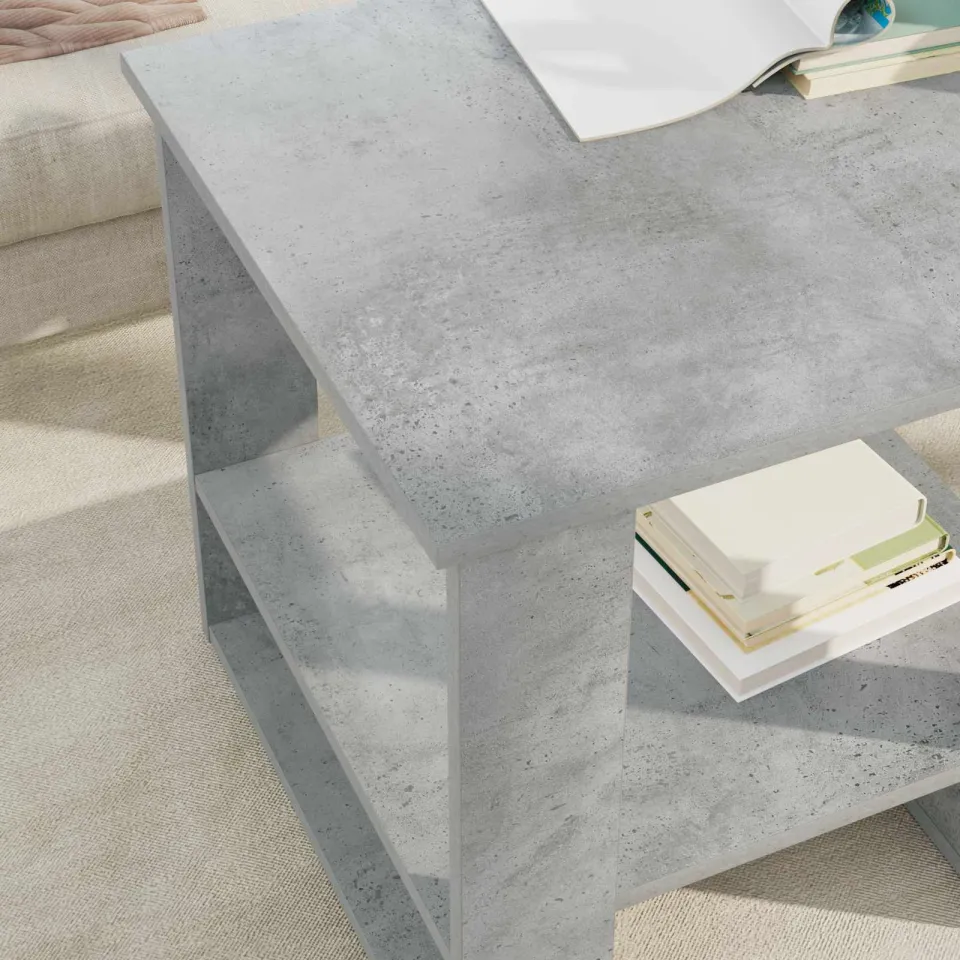 vidaXL Salontafel Beton Grijs 51 x 50 x 50 cm Bewerkt hout, foto 4