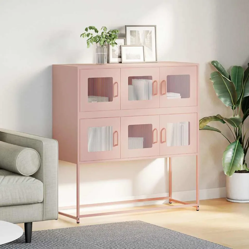 vidaXL Dressoir 100,5x39x107 cm koudgewalst staal roze, foto 2