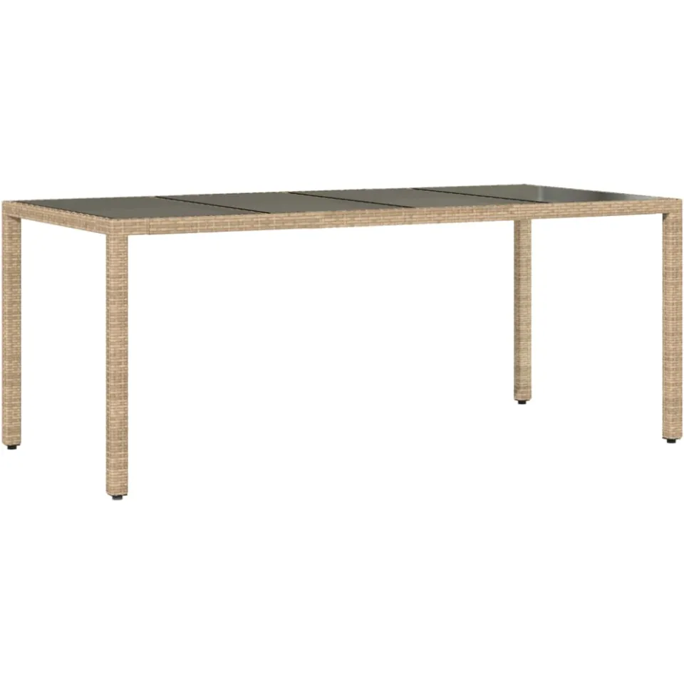 vidaXL 7-delige Tuinset met kussens poly rattan en glas beige, foto 4